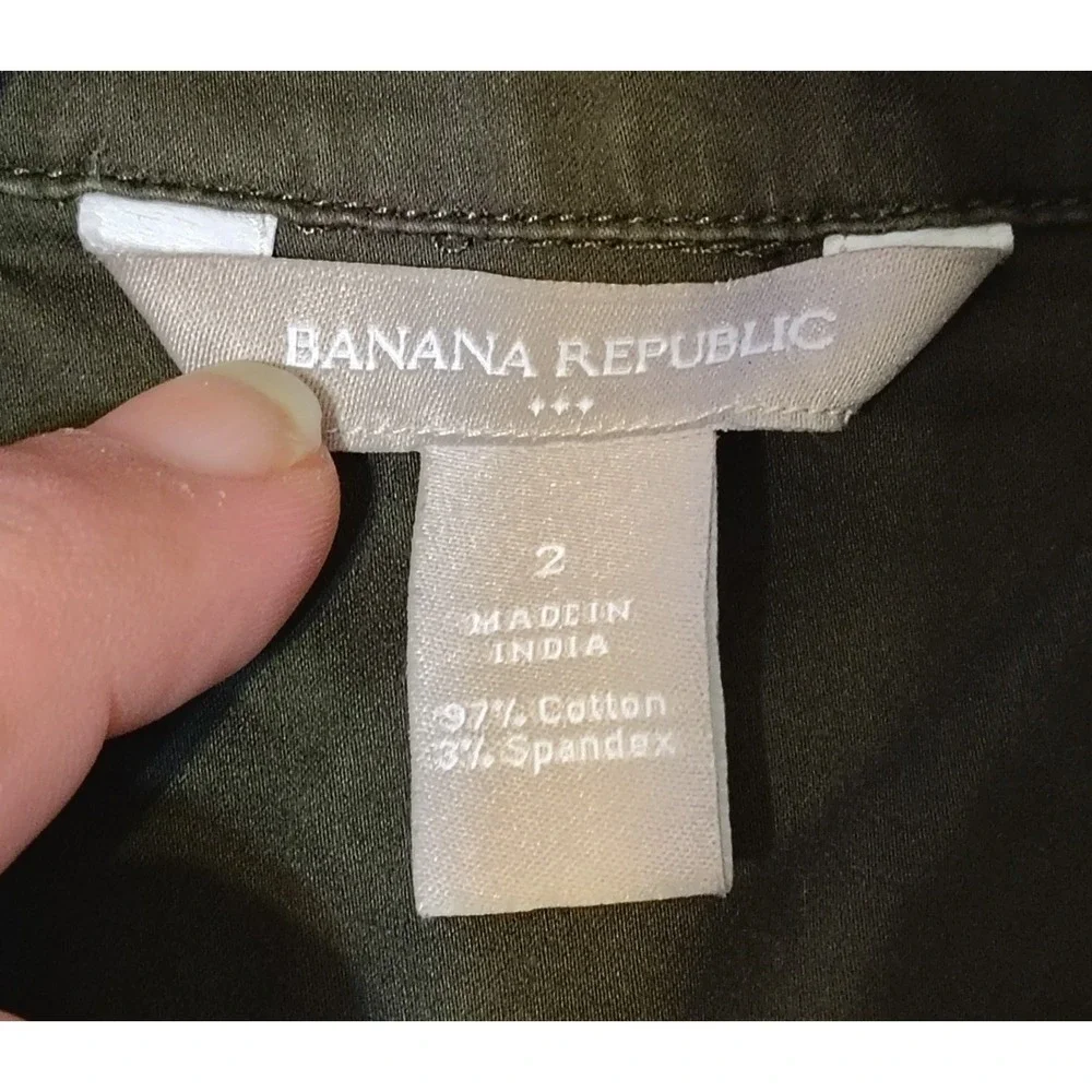 Banana Republic Olive Green Utility Button Front Long Sleeve Dress Size 2‎